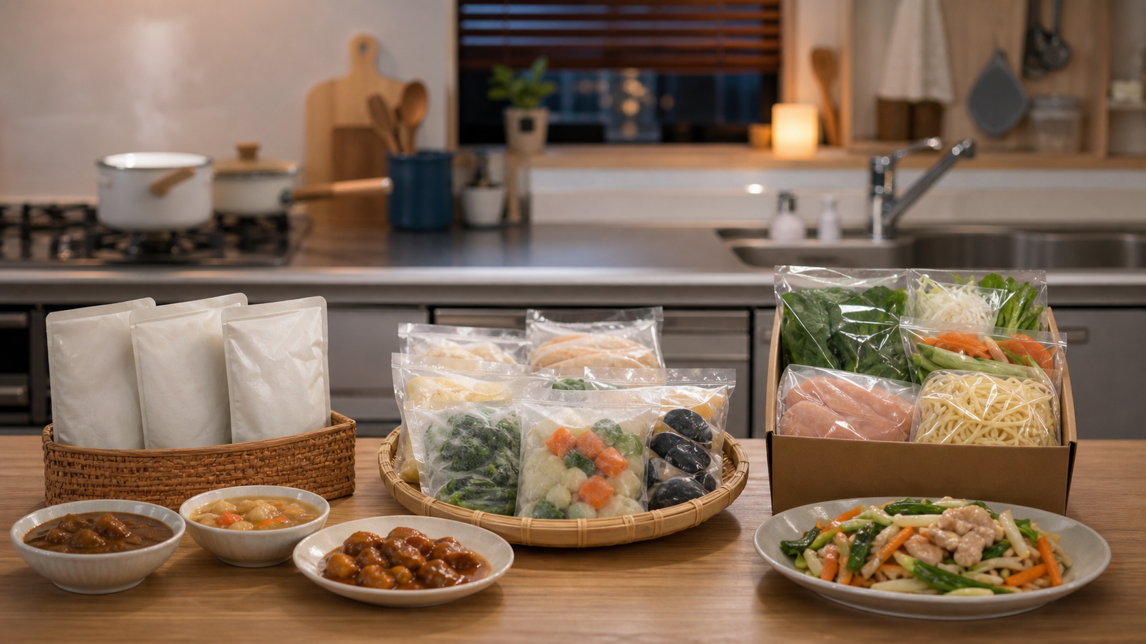 忙しい日の食事を常温食品・冷凍おかず・ミールキットで分ける